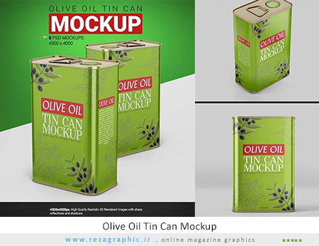 طرح لایه باز قوطی فلزی روغن زیتون - Olive Oil Tin Can Mockup
